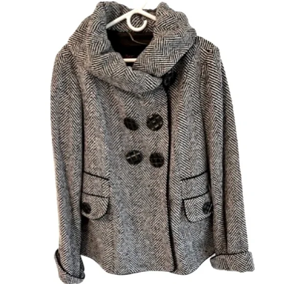 Adorable Betsey Johnson Herringbone Tweed Car Coat - Size 14 - Picture 7 of 12